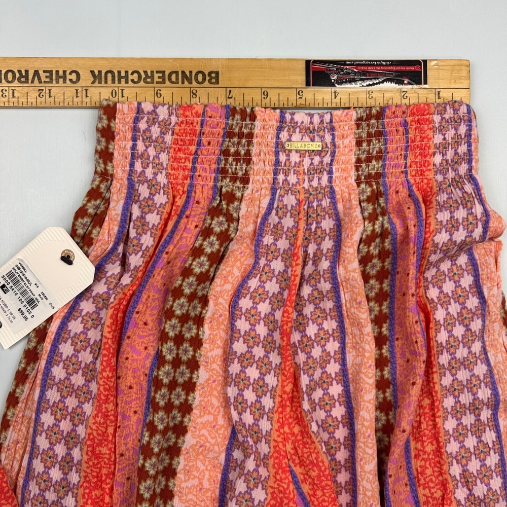 Billabong Split Spirit Pants Womens XS Multi Boho Stripe High Waist Leg Slit NEW - Picture 7 of 10